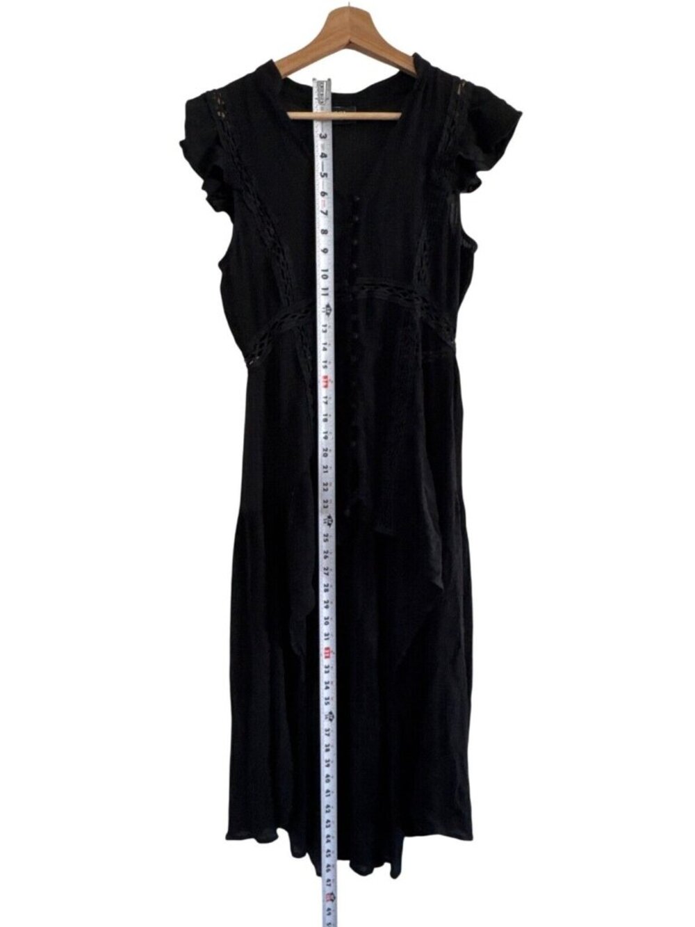 Vici black Flutter Sleeve Button Front Midi Dress - Picture 5 of 7